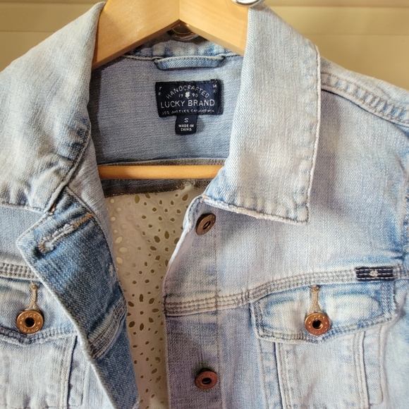 Lucky Brand Eyelet Cutoff Denim Jacket Vest - Picture 2 of 7